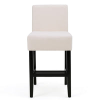 Kovey Counter Stool Chair Set of 2, Metal Kickplate, Beige Polyester -BM335210