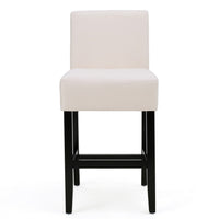 Kovey Counter Stool Chair Set of 2, Metal Kickplate, Beige Polyester -BM335210