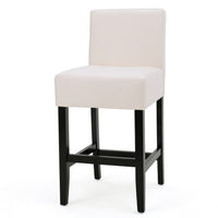 Kovey Counter Stool Chair Set of 2, Metal Kickplate, Beige Polyester -BM335210