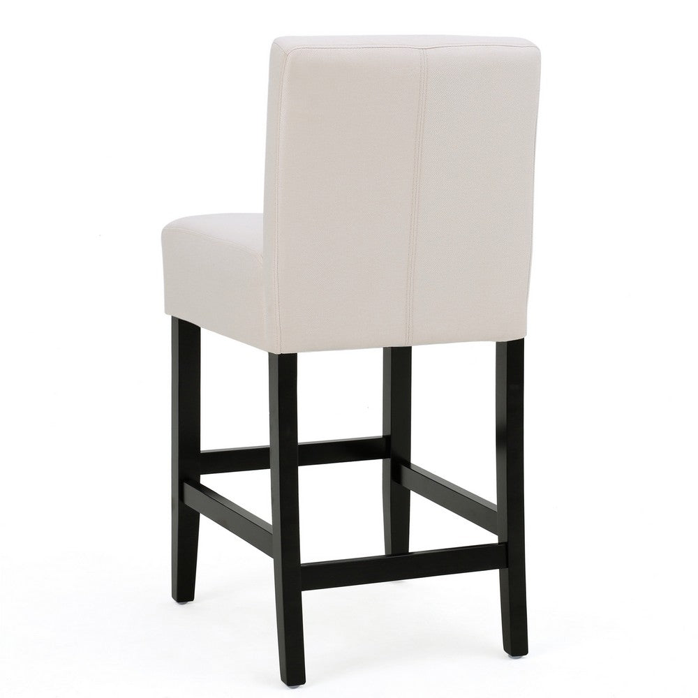 Kovey Counter Stool Chair Set of 2, Metal Kickplate, Beige Polyester -BM335210