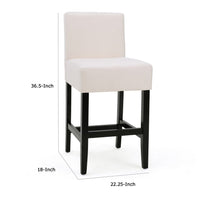 Kovey Counter Stool Chair Set of 2, Metal Kickplate, Beige Polyester -BM335210