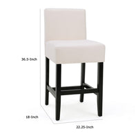 Kovey Counter Stool Chair Set of 2, Metal Kickplate, Beige Polyester -BM335210