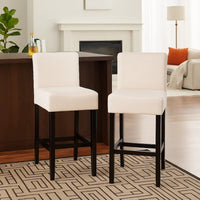 Kovey Counter Stool Chair Set of 2, Metal Kickplate, Beige Polyester -BM335210