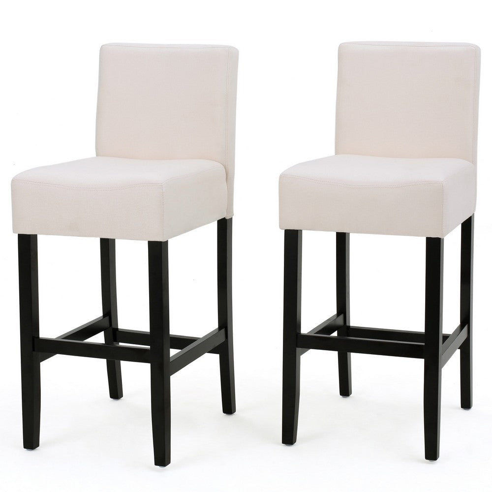 Kovey Counter Stool Chair Set of 2, Metal Kickplate, Beige Polyester -BM335210