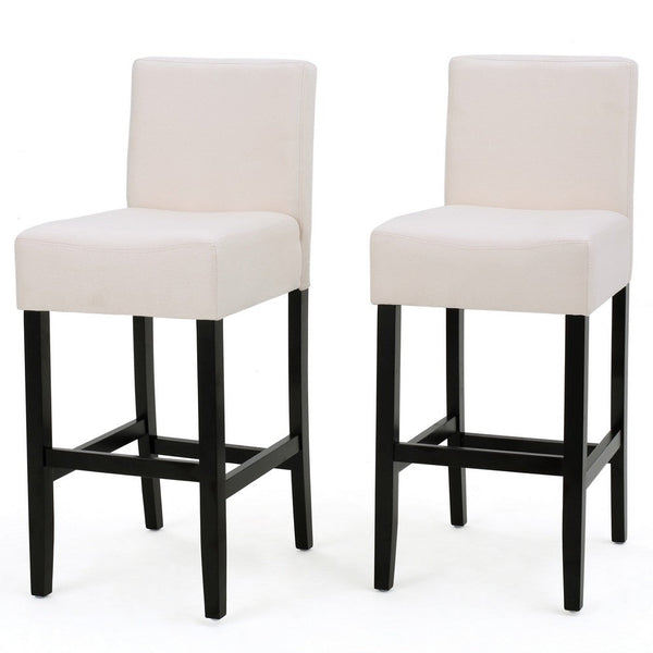 Kovey Counter Stool Chair Set of 2, Metal Kickplate, Beige Polyester -BM335210
