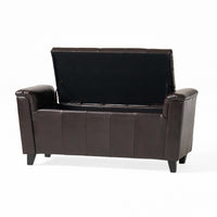 Kitty Storage Bench Footstool, Brown Waffle Tuft Faux Leather, 46 Inch -BM335211