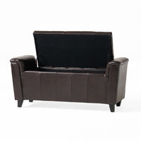 Kitty Storage Bench Footstool, Brown Waffle Tuft Faux Leather, 46 Inch -BM335211