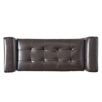 Kitty Storage Bench Footstool, Brown Waffle Tuft Faux Leather, 46 Inch -BM335211