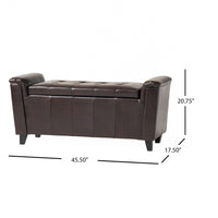 Kitty Storage Bench Footstool, Brown Waffle Tuft Faux Leather, 46 Inch -BM335211