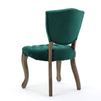 Magie Dining Chair Set of 2, Wood Scrolled Legs, Green Tufted Velvet -BM335212