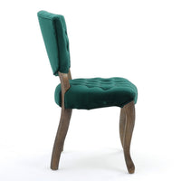 Magie Dining Chair Set of 2, Wood Scrolled Legs, Green Tufted Velvet -BM335212