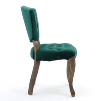 Magie Dining Chair Set of 2, Wood Scrolled Legs, Green Tufted Velvet -BM335212