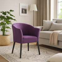 Onyx Armchair with Low Back Design, Birch Wood Frame, Plum Purple -BM335213
