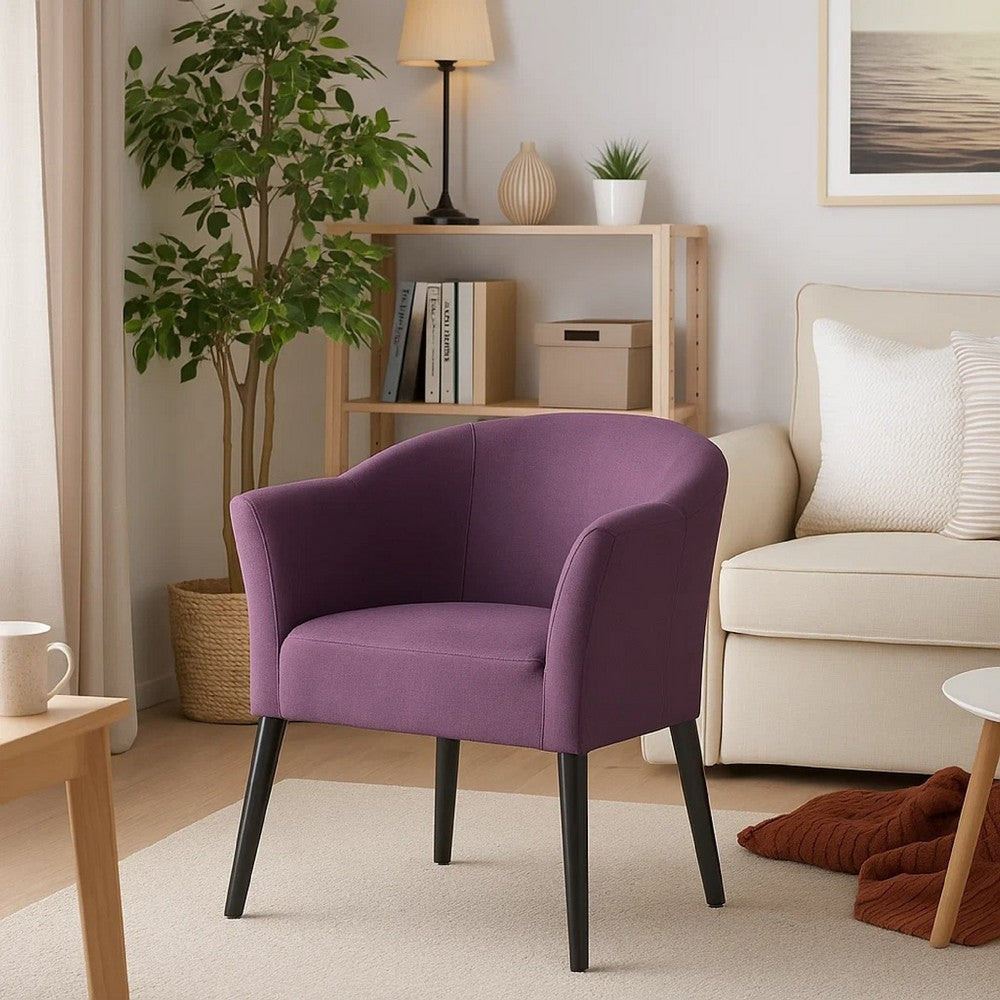 Onyx Armchair with Low Back Design, Birch Wood Frame, Plum Purple -BM335213