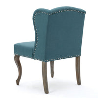 Zynx Accent Chair, Rubberwood Cabriole Legs, Button Tufted Teal Blue -BM335214
