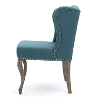 Zynx Accent Chair, Rubberwood Cabriole Legs, Button Tufted Teal Blue -BM335214