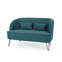 Lisa Loveseat with 2 Lumbar Pillows, Hairpin Legs, Teal Blue 50 Inch -BM335216