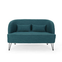 Lisa Loveseat with 2 Lumbar Pillows, Hairpin Legs, Teal Blue 50 Inch -BM335216