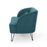 Lisa Loveseat with 2 Lumbar Pillows, Hairpin Legs, Teal Blue 50 Inch -BM335216