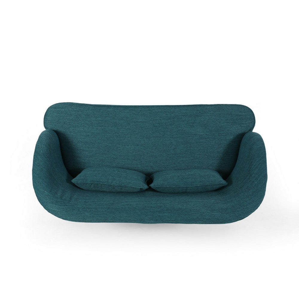 Lisa Loveseat with 2 Lumbar Pillows, Hairpin Legs, Teal Blue 50 Inch -BM335216
