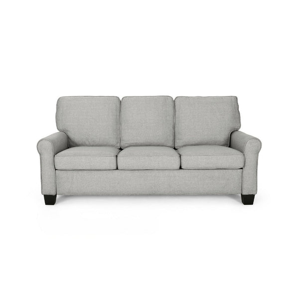 Danny 3 Seater Sofa, Modern Light Gray Fabric and Plush Seats, 76 Inch -BM335219