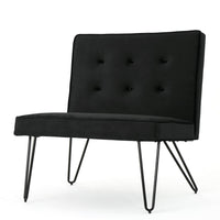 Ashley Armless Slipper Chair, Hairpin Legs, Black Button Tufted Velvet -BM335220