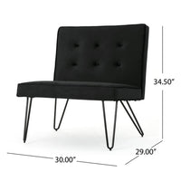 Ashley Armless Slipper Chair, Hairpin Legs, Black Button Tufted Velvet -BM335220