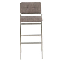 Emily Barstool Chair Set of 2, Chrome Steel, Gray Tufted Polyester -BM335223