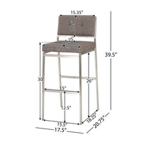 Emily Barstool Chair Set of 2, Chrome Steel, Gray Tufted Polyester -BM335223