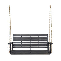 Mania Porch Swing Bench with Hanging Chain, Slatted Gray Acacia Wood -BM335225