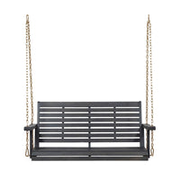 Mania Porch Swing Bench with Hanging Chain, Slatted Gray Acacia Wood -BM335225
