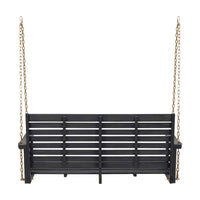 Mania Porch Swing Bench with Hanging Chain, Slatted Gray Acacia Wood -BM335225