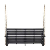 Mania Porch Swing Bench with Hanging Chain, Slatted Gray Acacia Wood -BM335225