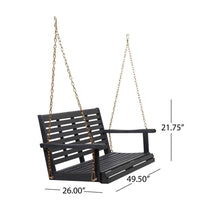 Mania Porch Swing Bench with Hanging Chain, Slatted Gray Acacia Wood -BM335225