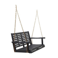 Mania Porch Swing Bench with Hanging Chain, Slatted Gray Acacia Wood -BM335225