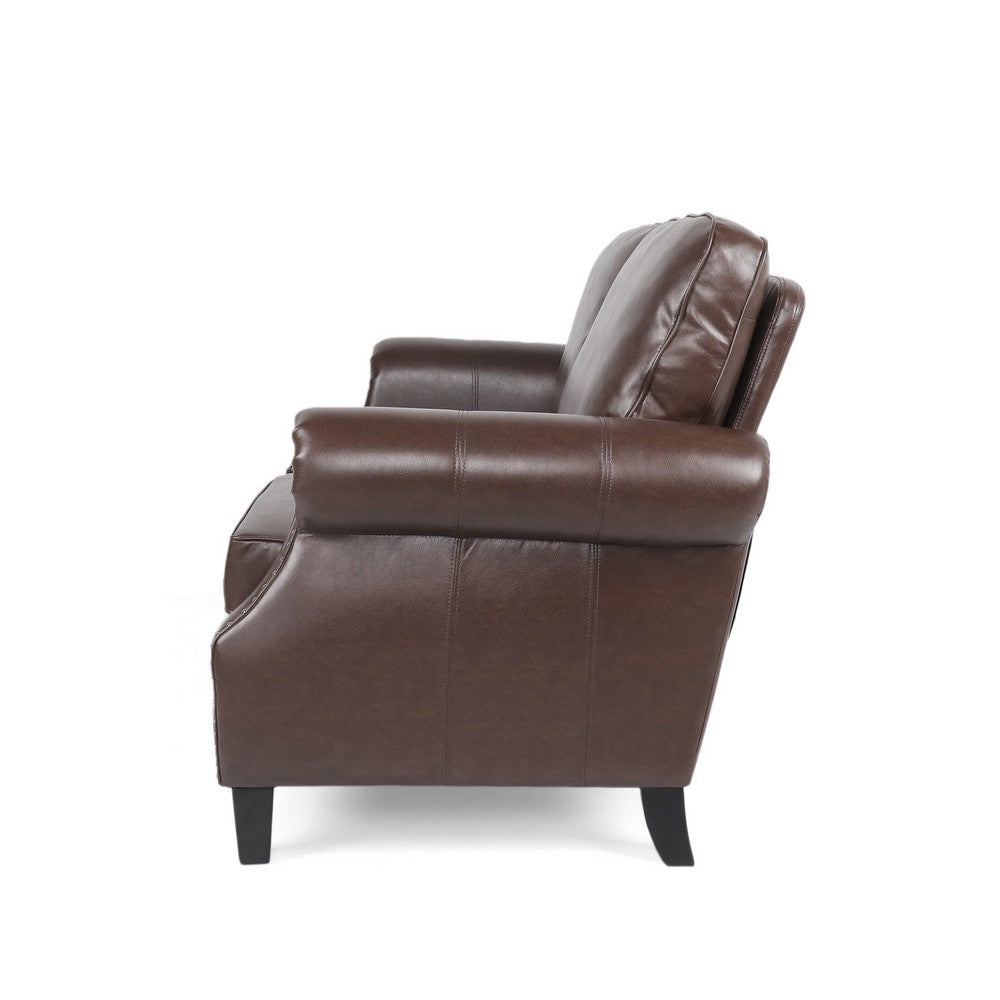 Zika Loveseat, Nailhead Trim Dark Brown Faux Leather, 59 Inch -BM335226