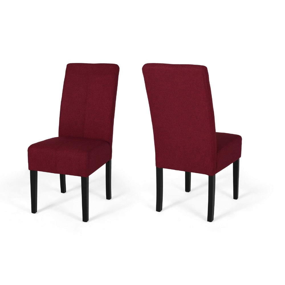 Tanya Armless Dining Chair Set of 2, Modern Style Blush Red Fabric -BM335228