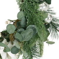 Magnolia Wreath with Leaves, White and Green Polyester, Modern Style -BM335232