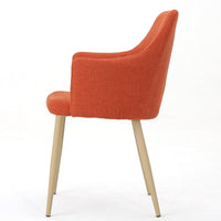 Dining Side Chair Set of 2, Orange Polyester, Light Brown Metal Legs  -BM335233
