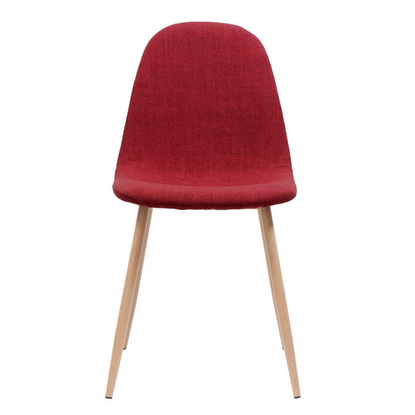 Dining Side Chair Set of 2, Red Fabric, Diamond Stitch, Brown Metal -BM335234