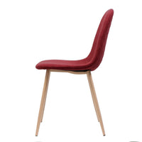 Dining Side Chair Set of 2, Red Fabric, Diamond Stitch, Brown Metal -BM335234