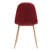 Dining Side Chair Set of 2, Red Fabric, Diamond Stitch, Brown Metal -BM335234