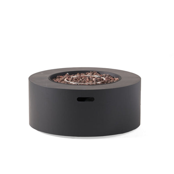 Outdoor Fire Pit, 40,000 BTUs Cutout Handles, Round Dark Gray Iron -BM335235