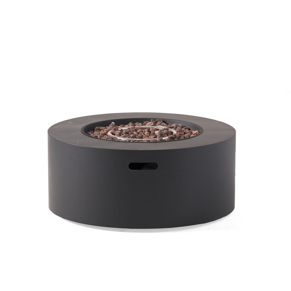 Outdoor Fire Pit, 40,000 BTUs Cutout Handles, Round Dark Gray Iron -BM335235