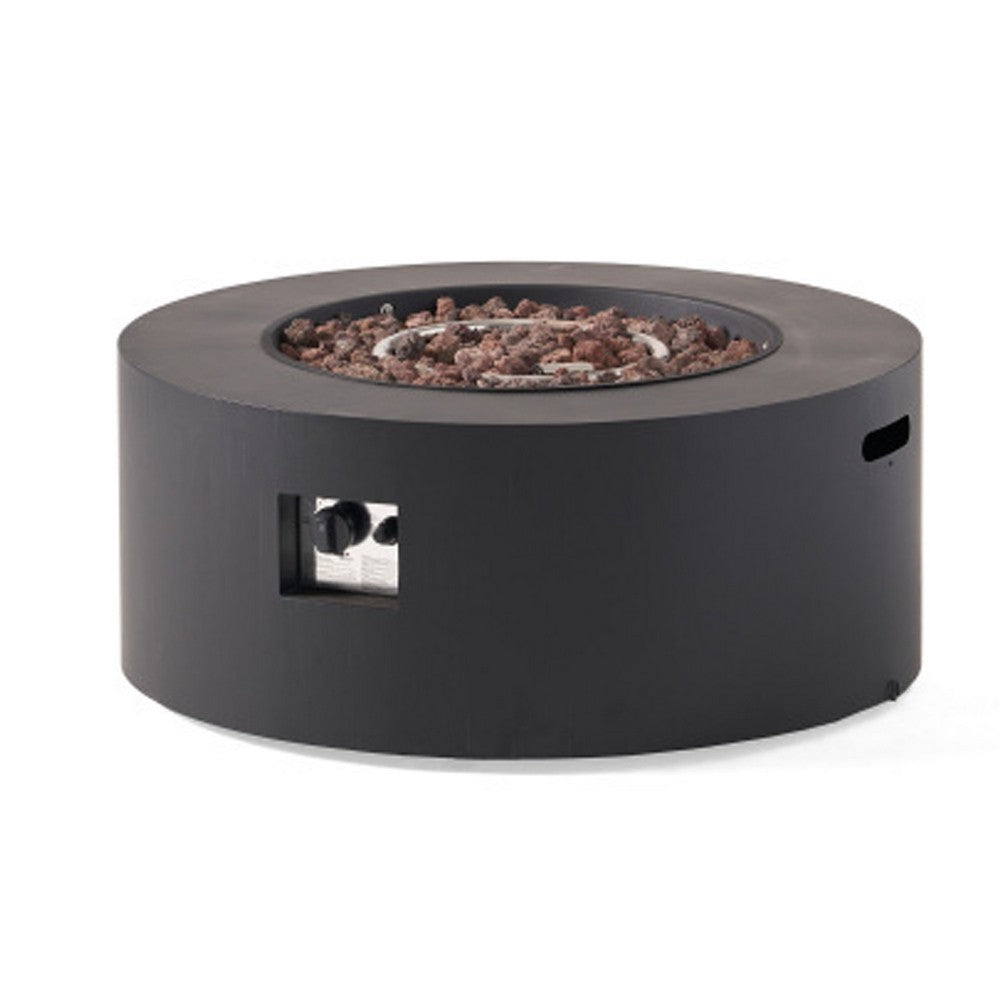 Outdoor Fire Pit, 40,000 BTUs Cutout Handles, Round Dark Gray Iron -BM335235