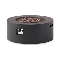 Outdoor Fire Pit, 40,000 BTUs Cutout Handles, Round Dark Gray Iron -BM335235