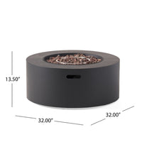 Outdoor Fire Pit, 40,000 BTUs Cutout Handles, Round Dark Gray Iron -BM335235