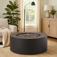 Outdoor Fire Pit, 40,000 BTUs Cutout Handles, Round Dark Gray Iron -BM335235