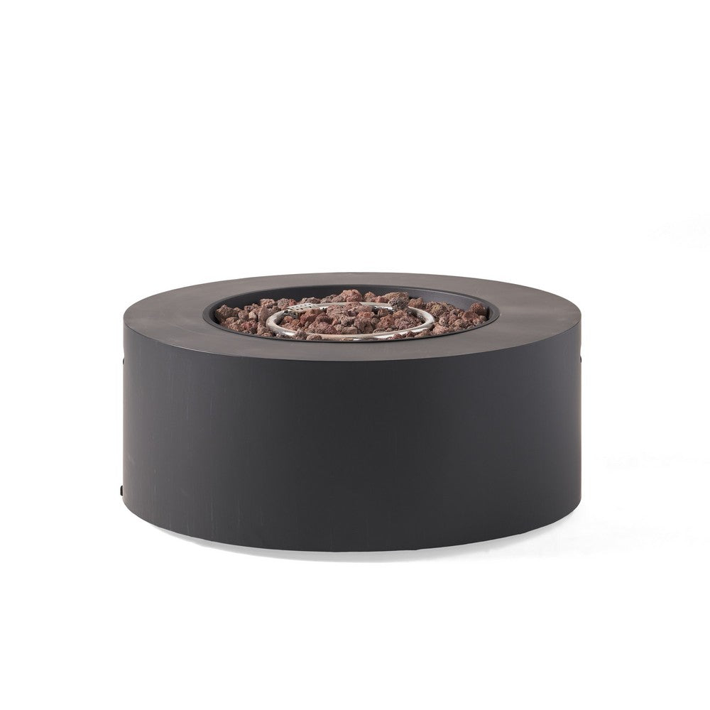 Outdoor Fire Pit, 40,000 BTUs Cutout Handles, Round Dark Gray Iron -BM335235