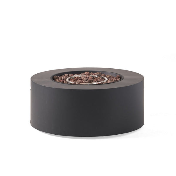 Outdoor Fire Pit, 40,000 BTUs Cutout Handles, Round Dark Gray Iron -BM335235